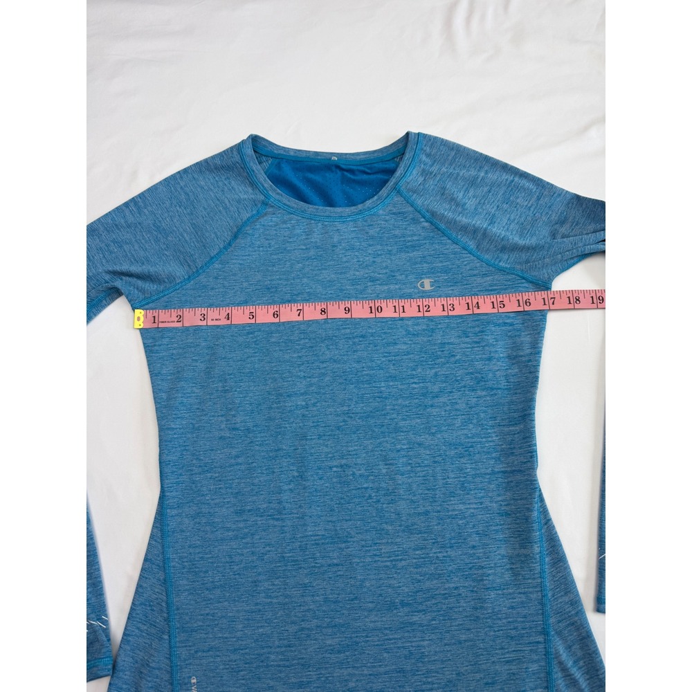 Champion Vapor Womens Blue Heathered Mesh Back Long Sleeve Athletic Top Small - Picture 9 of 10